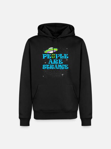 People Are Strange T-shirt Design Aliens Peculiar - Männer Premium Bio Hoodie - Schwarz