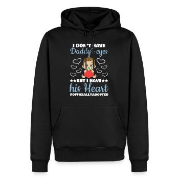 Jour de père heureux papa fils enfant conception - Sweat à capuche Premium bio Homme - noir - Devant - Nico (187cm)