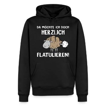 Herzlich flatulieren - Männer Premium Bio Hoodie - Schwarz - Vorne - Nico (187cm)