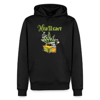 Tee-shirt vert Cannabis pour personnes de grande - Sweat à capuche Premium bio Homme - noir - Devant - Nico (187cm)