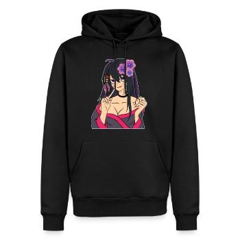 Anime Lover Shirt for Kawaii Fans "Senpai ' - Sweat à capuche Premium bio Homme - noir - Devant - Nico (187cm)