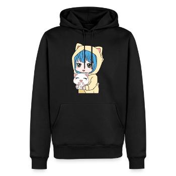 Anime Cat Lover Shirt für Kawaii Fans T-Shirt - Männer Premium Bio Hoodie - Schwarz - Vorne - Nico (187cm)