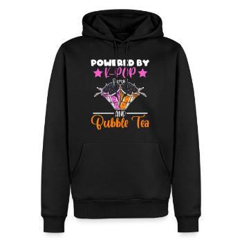 Powered By K-pop And Bubble Tea Simple Music Top - Männer Premium Bio Hoodie - Schwarz - Vorne - Nico (187cm)