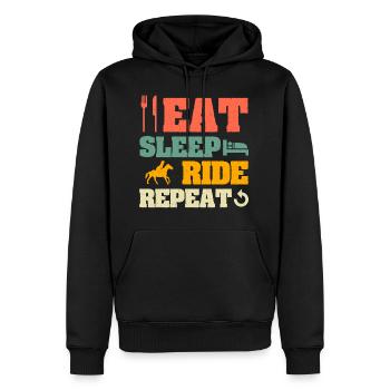 Eat Sleep Ride Repeat Life Is Better With Horses - Männer Premium Bio Hoodie - Schwarz - Vorne - Nico (187cm)