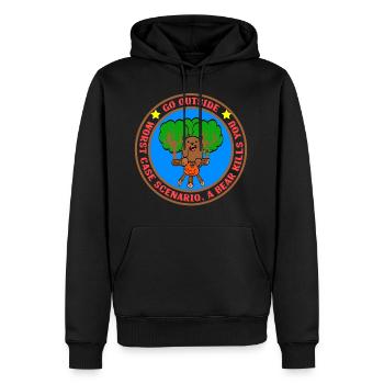 Geh nach draußen Worst-Case-Szenario Ein Bär tötet dich - Männer Premium Bio Hoodie - Schwarz - Vorne - Nico (187cm)