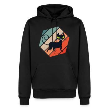 Retro Vintage Cute Feline Feral Meow Pet Animals - Männer Premium Bio Hoodie - Schwarz - Vorne - Nico (187cm)