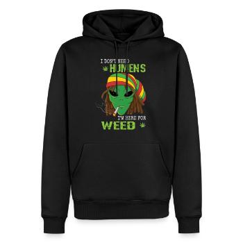 Ich brauche keine Humens Ich bin hier für Weed Weed - Männer Premium Bio Hoodie - Schwarz - Vorne - Nico (187cm)