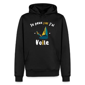 Je peux pas j ai Voile - Sweat à capuche Premium bio Homme - noir - Devant - Nico (187cm)
