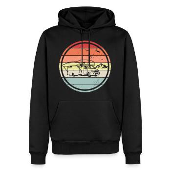 Wohnmobil Trekking Camper Retro Vintage Geschenk - Männer Premium Bio Hoodie - Schwarz - Vorne - Nico (187cm)