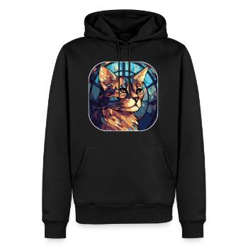 Bunte Aquarellfarbe der braunen Katzenrasse Havanna - Männer Premium Bio Hoodie - Schwarz - Vorne - Nico (187cm)