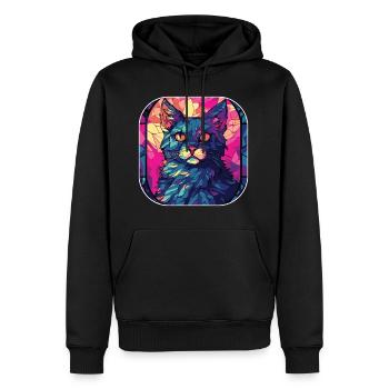 Coloré Manx Cat Race Aquarelle Peinture sur Verre - Sweat à capuche Premium bio Homme - noir - Devant - Nico (187cm)