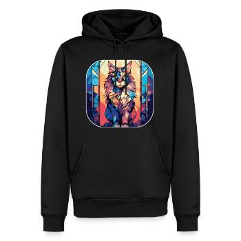 Bunte Maine Coon Katzenrasse Aquarellmalerei - Männer Premium Bio Hoodie - Schwarz - Vorne - Nico (187cm)