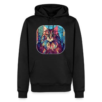 Aquarelle colorée de race de chat de forêt norvégienne - Sweat à capuche Premium bio Homme - noir - Devant - Nico (187cm)