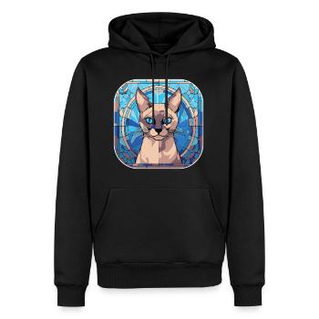 Peinture à l’aquarelle colorée de race de chat siamois - Sweat à capuche Premium bio Homme - noir - Devant - Nico (187cm)