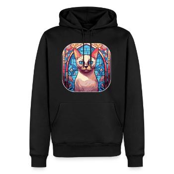 Peinture à l’aquarelle de race de chat tonkinois colorée - Sweat à capuche Premium bio Homme - noir - Devant - Nico (187cm)