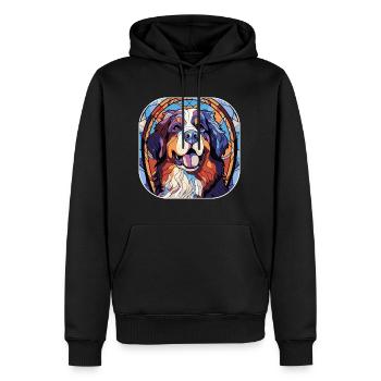 Colorful Bernese Mountain Dog Breed Watercolor Gla - Men’s Premium Organic Hoodie - black - Front - Nico (187cm)
