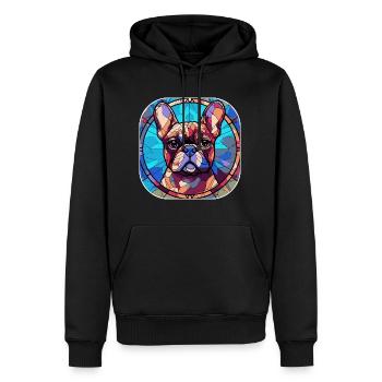 Coloré Race de Chien Bouledogue Français Aquarelle Verre - Sweat à capuche Premium bio Homme - noir - Devant - Nico (187cm)