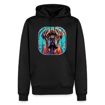 Colorful English Mastiff Dog Breed Watercolor Glas - Men’s Premium Organic Hoodie - black - Front - Nico (187cm)