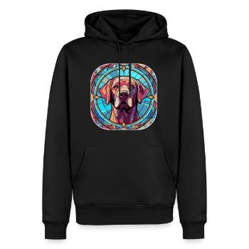 Peinture sur verre aquarelle colorée de race de chien Labrador - Sweat à capuche Premium bio Homme - noir - Devant - Nico (187cm)