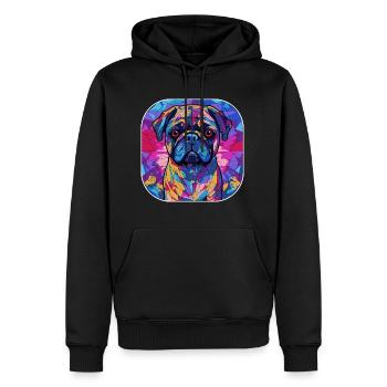 Bunte Mops-Hunderasse Aquarell-Glasmalerei - Männer Premium Bio Hoodie - Schwarz - Vorne - Nico (187cm)