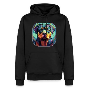 Bunte Rottweiler-Hunderasse Aquarellglas Pai - Männer Premium Bio Hoodie - Schwarz - Vorne - Nico (187cm)