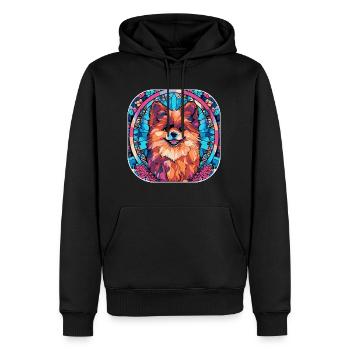 Coloré Poméranie Race de Chien Aquarelle Verre Pai - Sweat à capuche Premium bio Homme - noir - Devant - Nico (187cm)
