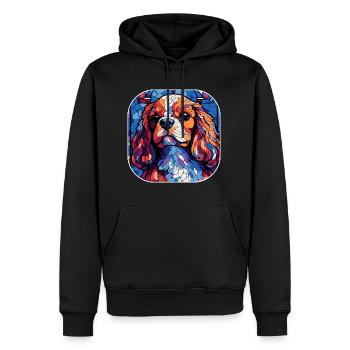Buntes King Charles Cavalier Hundeaquarell - Männer Premium Bio Hoodie - Schwarz - Vorne - Nico (187cm)