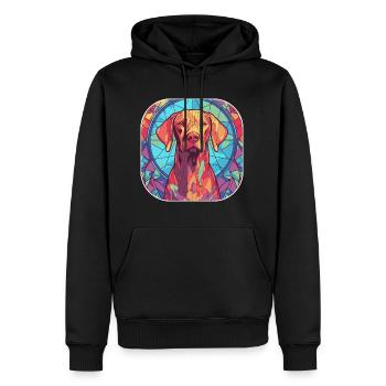 Bunte Vizsla Hunderasse Aquarell Glas Paintin - Männer Premium Bio Hoodie - Schwarz - Vorne - Nico (187cm)
