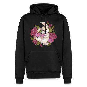 Niedlicher Hase Kaninchen mit Rosen Liebe Herz - Männer Premium Bio Hoodie - Schwarz - Vorne - Nico (187cm)
