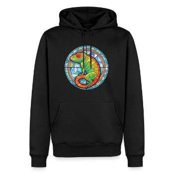 Chameleon Colorful Watercolor Animal Illustration - Men’s Premium Organic Hoodie - black - Front - Nico (187cm)