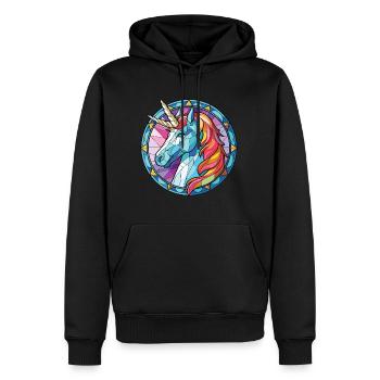 Einhorn-Bunte Aquarell-Tierillustration - Männer Premium Bio Hoodie - Schwarz - Vorne - Nico (187cm)