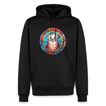 Frettchen Buntes Aquarell Tier Haustier Illustration - Männer Premium Bio Hoodie - Schwarz - Vorne - Nico (187cm)