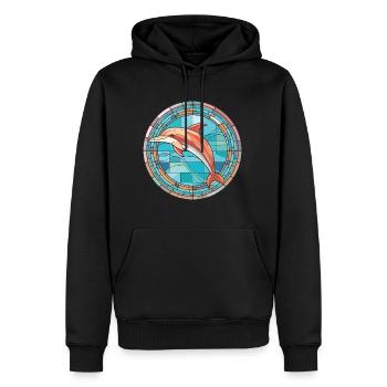 Dolphin Colorful Watercolor Animal Illustration - Men’s Premium Organic Hoodie - black - Front - Nico (187cm)