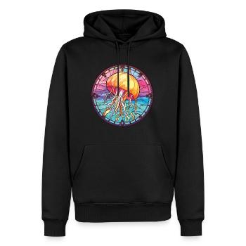 Quallenbunte Aquarell-Tierillustration - Männer Premium Bio Hoodie - Schwarz - Vorne - Nico (187cm)