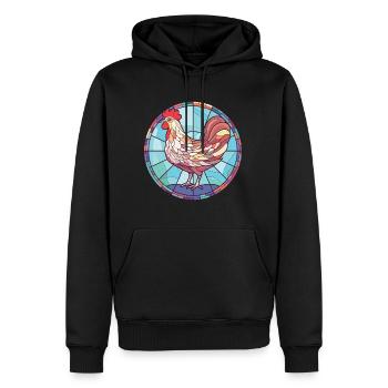 Poule aquarelle colorée Animal Animal Illustration - Sweat à capuche Premium bio Homme - noir - Devant - Nico (187cm)