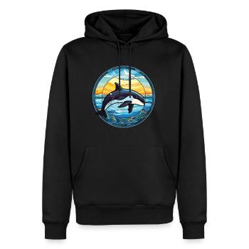 Orca Buntes Aquarell Tier Haustier Illustration - Männer Premium Bio Hoodie - Schwarz - Vorne - Nico (187cm)