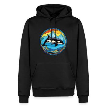 Orca Buntes Aquarell Tier Haustier Illustration - Männer Premium Bio Hoodie - Schwarz - Vorne - Nico (187cm)