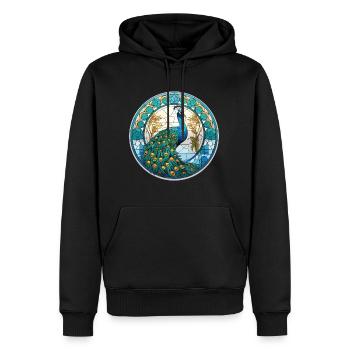 Pfauenbunte Aquarell-Tierillustration - Männer Premium Bio Hoodie - Schwarz - Vorne - Nico (187cm)