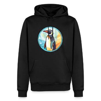 Penguin Colorful Watercolor Animal Illustration - Men’s Premium Organic Hoodie - black - Front - Nico (187cm)