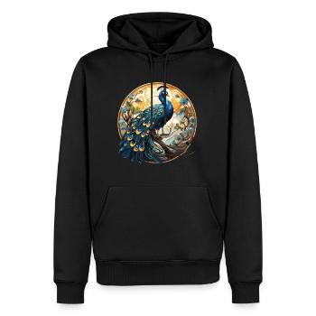 Pfauenbunte Aquarell-Tierillustration - Männer Premium Bio Hoodie - Schwarz - Vorne - Nico (187cm)