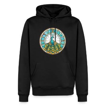 Pfauenbunte Aquarell-Tierillustration - Männer Premium Bio Hoodie - Schwarz - Vorne - Nico (187cm)