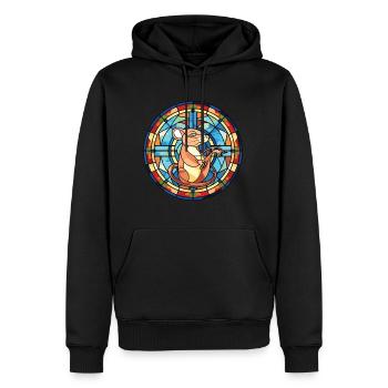 Ratte Buntes Aquarell Tier Haustier Illustration - Männer Premium Bio Hoodie - Schwarz - Vorne - Nico (187cm)