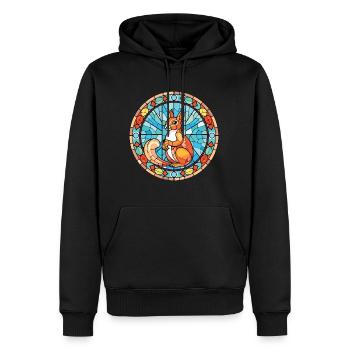 Eichhörnchen Bunte Aquarell-Tierillustration - Männer Premium Bio Hoodie - Schwarz - Vorne - Nico (187cm)
