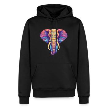 Elefant Bunte Aquarell-Tierillustration - Männer Premium Bio Hoodie - Schwarz - Vorne - Nico (187cm)
