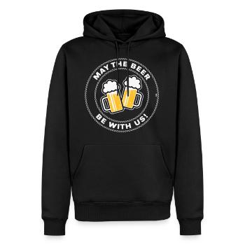 May The Beer Be With Us! (Spruch / 3C / NEG) - Männer Premium Bio Hoodie - Schwarz - Vorne - Nico (187cm)