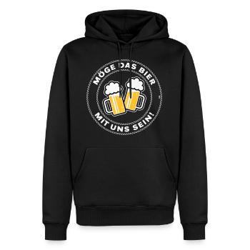 Möge Das Bier Mit Uns Sein! (Spruch / 3C / NEG) - Männer Premium Bio Hoodie - Schwarz - Vorne - Nico (187cm)