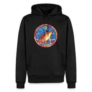 Frosch Buntes Aquarell Tier Haustier Illustration - Männer Premium Bio Hoodie - Schwarz - Vorne - Nico (187cm)