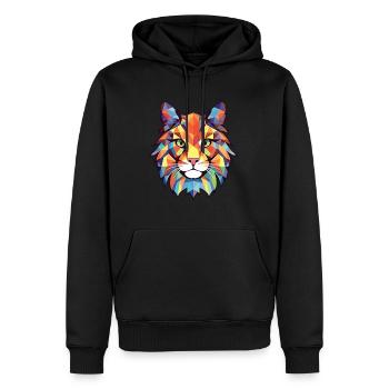Maine Coon Cat Coloré Aquarelle Animal Cartoon - Sweat à capuche Premium bio Homme - noir - Devant - Nico (187cm)