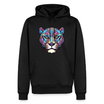 Panthère Aquarelle colorée Illustration d’animaux - Sweat à capuche Premium bio Homme - noir - Devant - Nico (187cm)