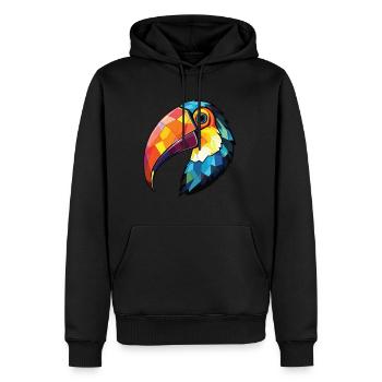 Toucan Aquarelle colorée Animal Animal Illustration - Sweat à capuche Premium bio Homme - noir - Devant - Nico (187cm)
